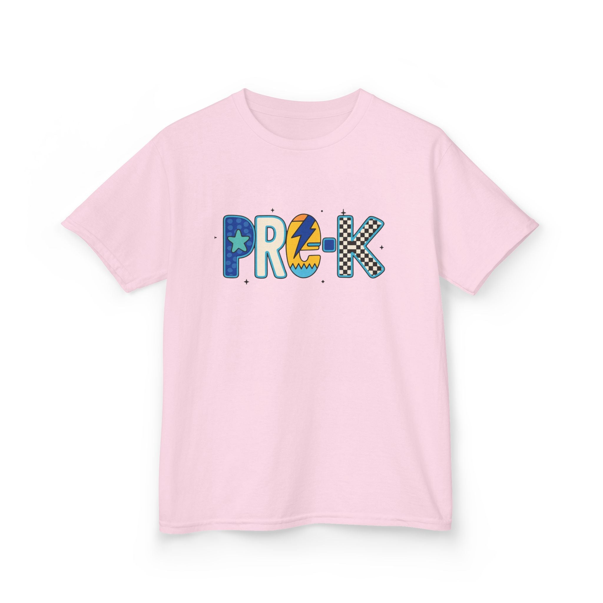 Kids 'PRE-K' Graphic Tee — Colorful Playful Letter Art for Boys & Girls