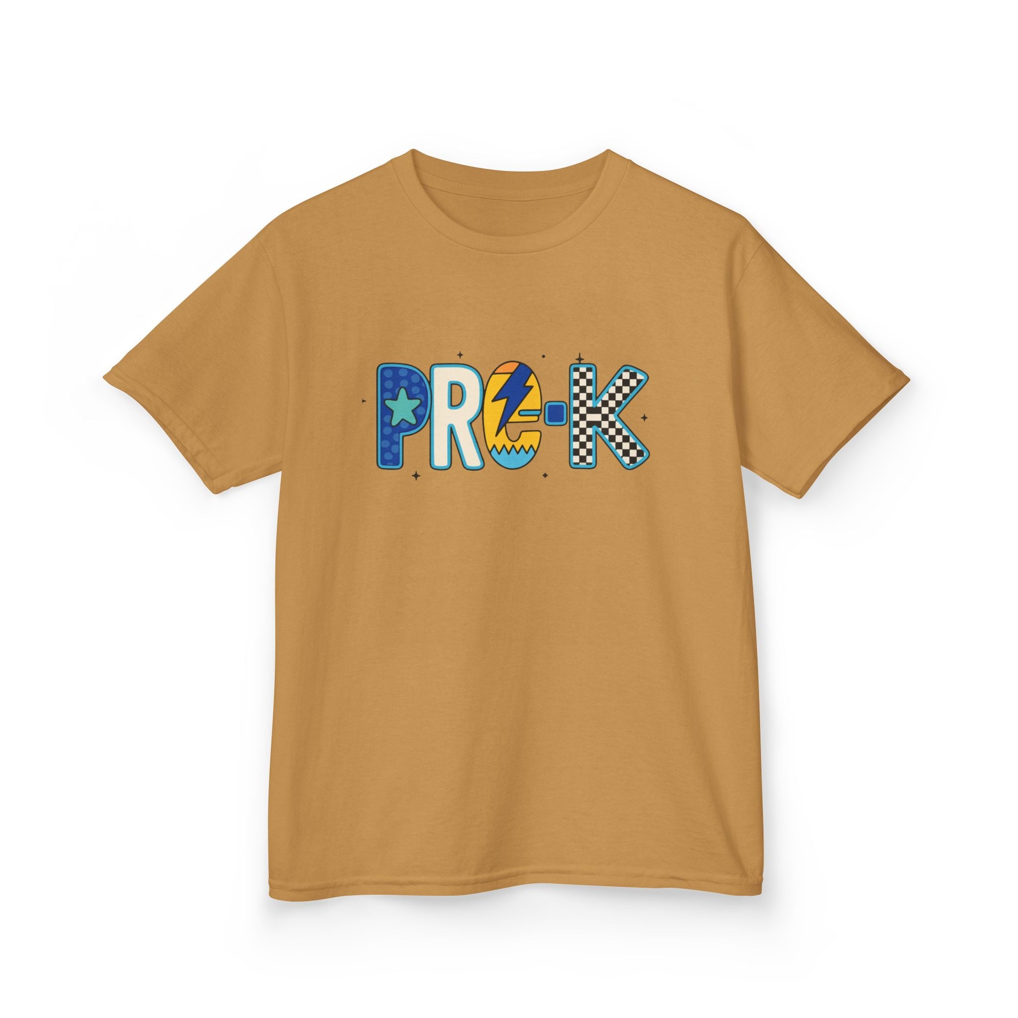 Kids 'PRE-K' Graphic Tee — Colorful Playful Letter Art for Boys & Girls