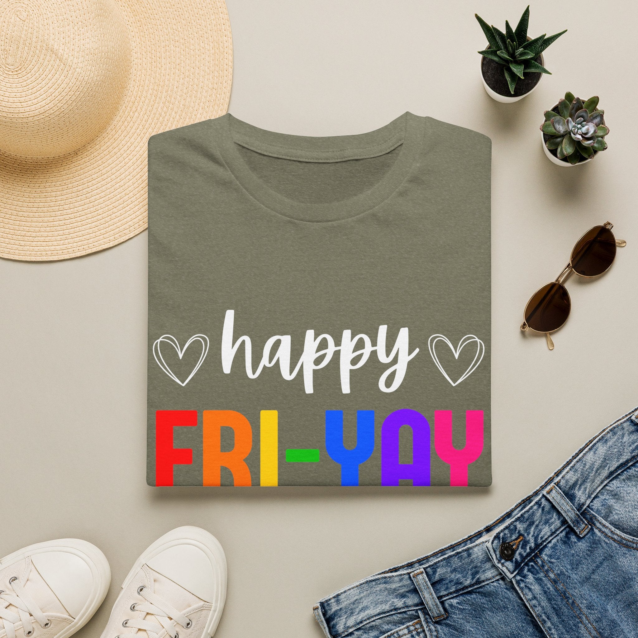 Fri-Yay Graphic T-Shirt — Colorful Rainbow Weekend Tee