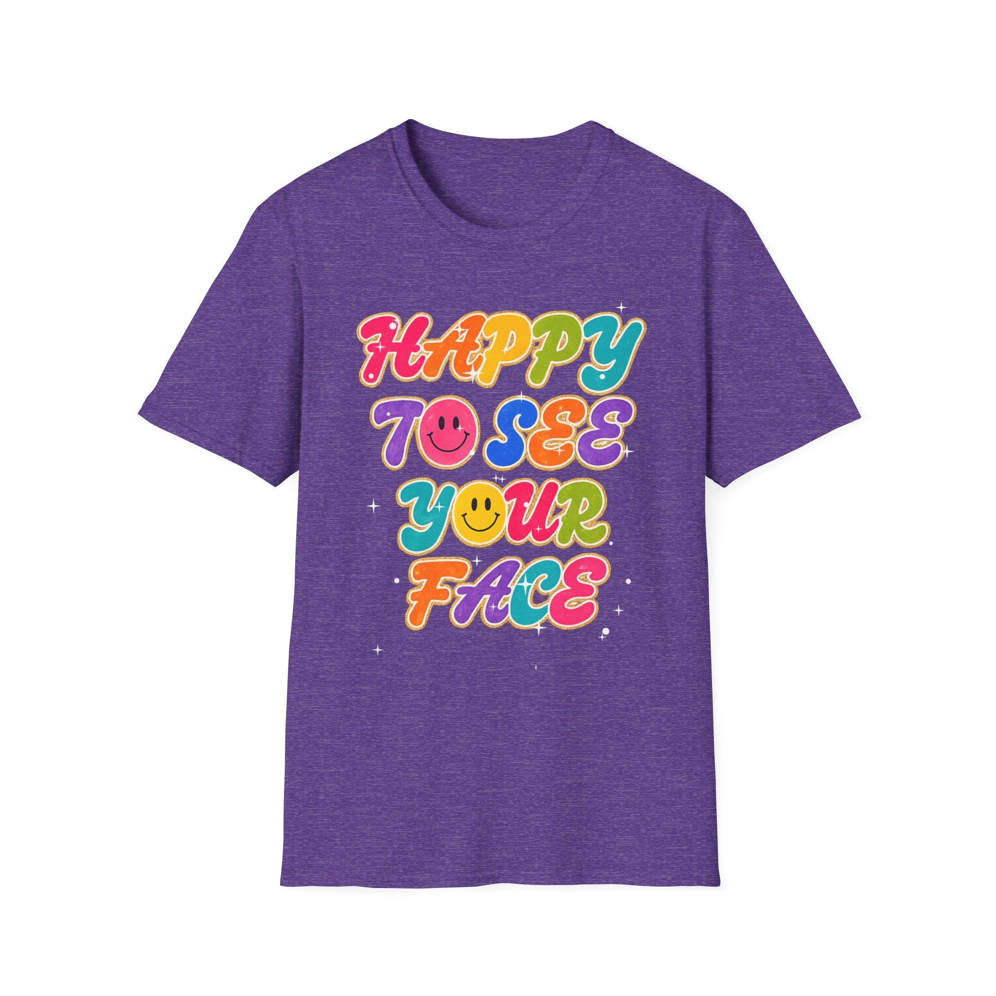 Happy To See Your Face T-Shirt — Retro Rainbow Smile Graphic Tee