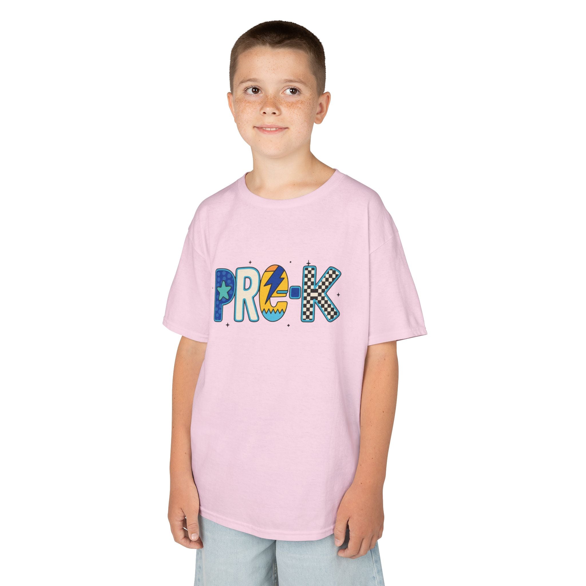 Kids 'PRE-K' Graphic Tee — Colorful Playful Letter Art for Boys & Girls