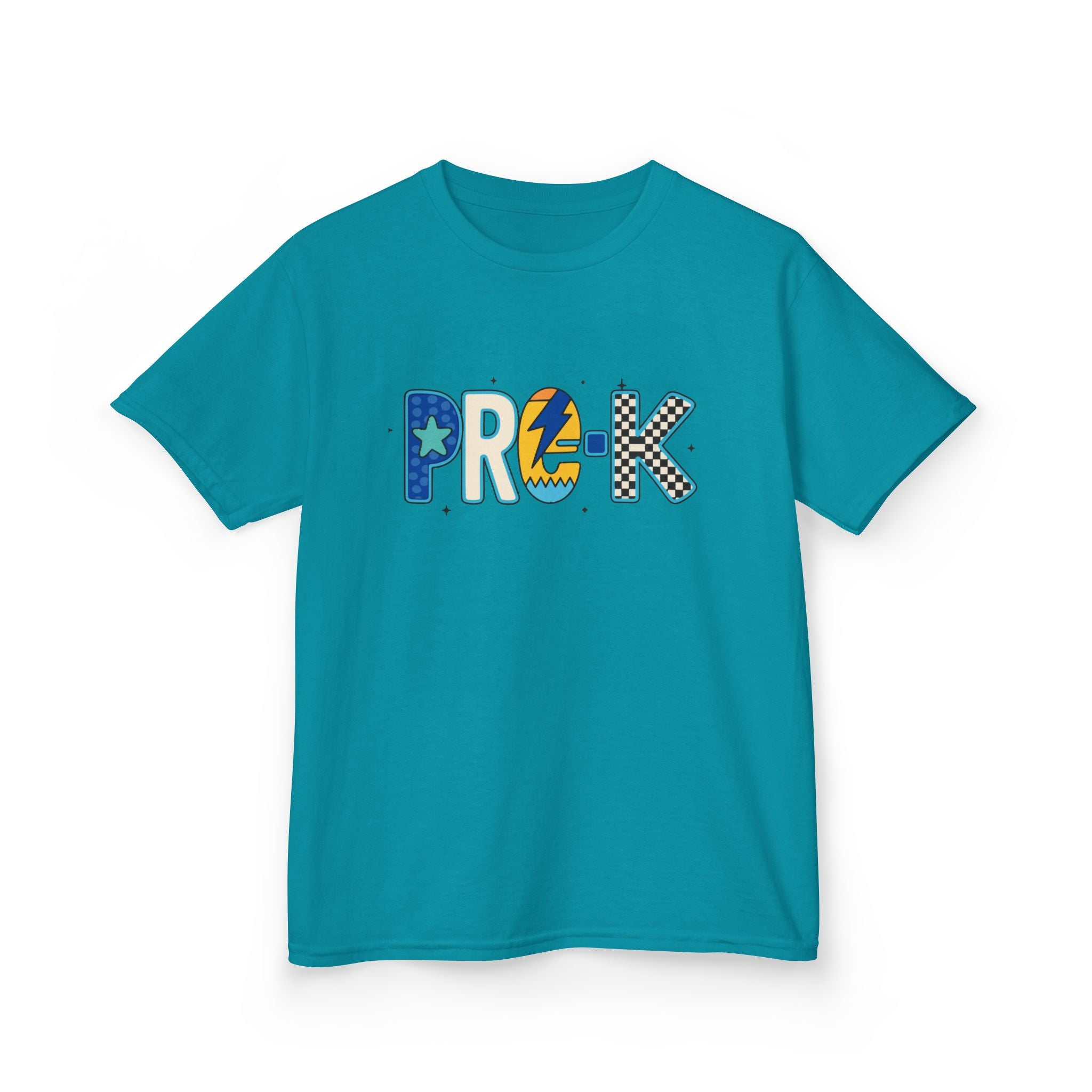 Kids 'PRE-K' Graphic Tee — Colorful Playful Letter Art for Boys & Girls