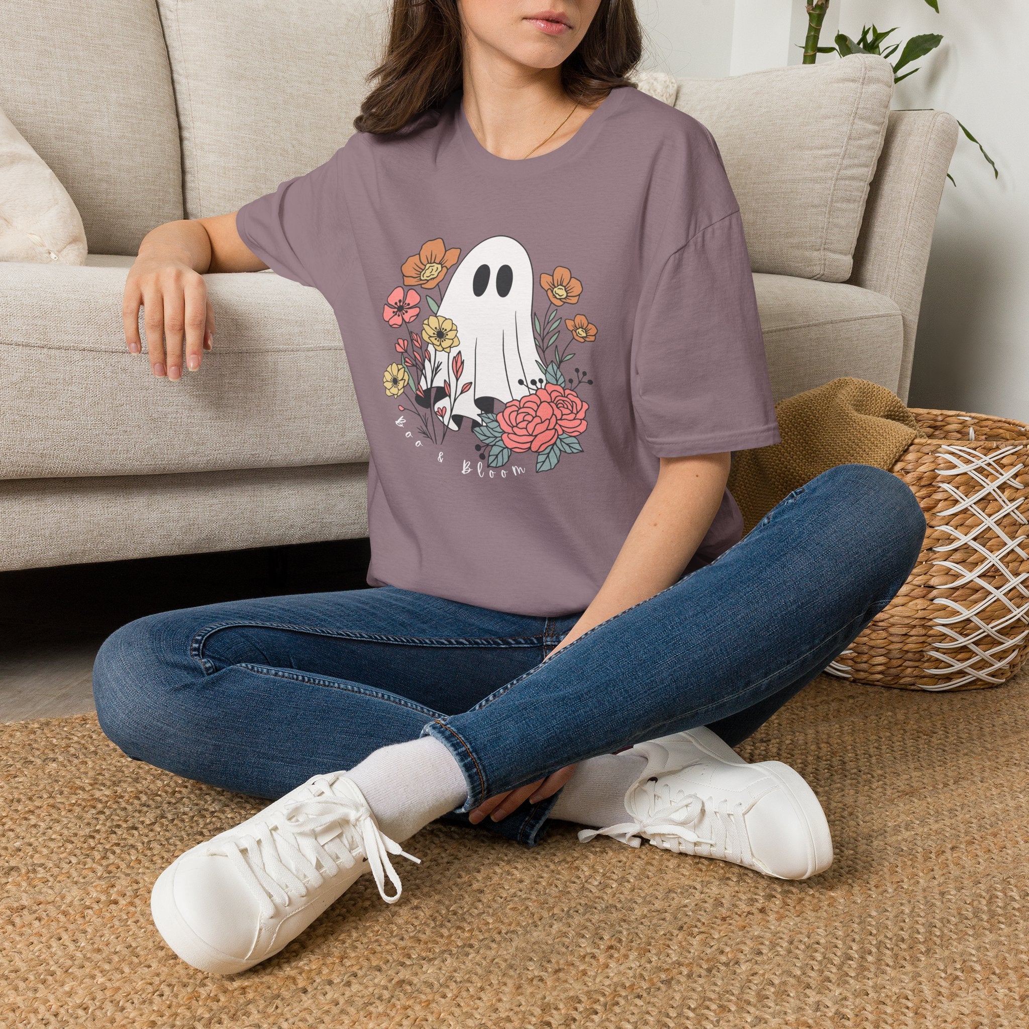 Cute Floral Ghost T-Shirt — Halloween Spooky Cute Tee