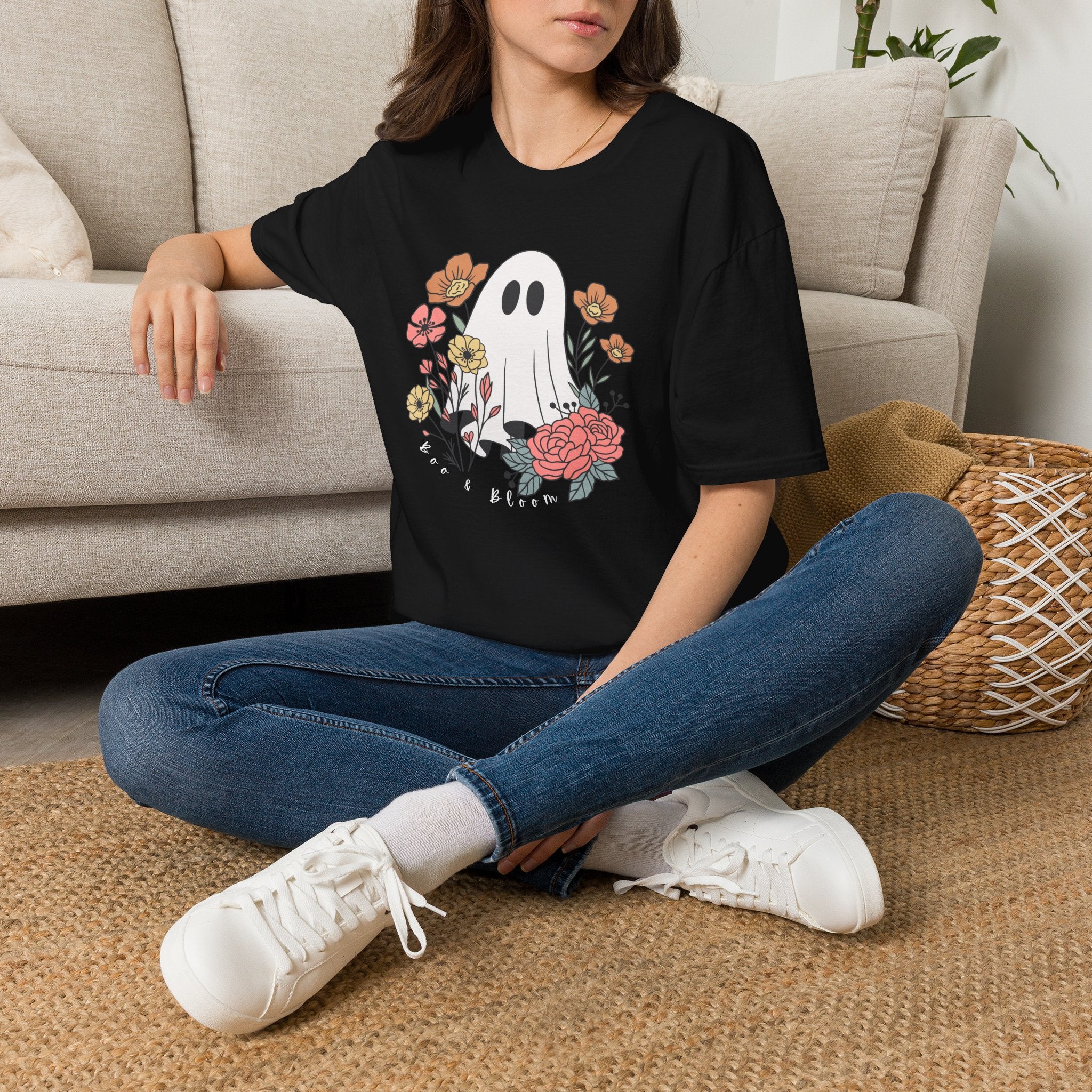 Cute Floral Ghost T-Shirt — Halloween Spooky Cute Tee
