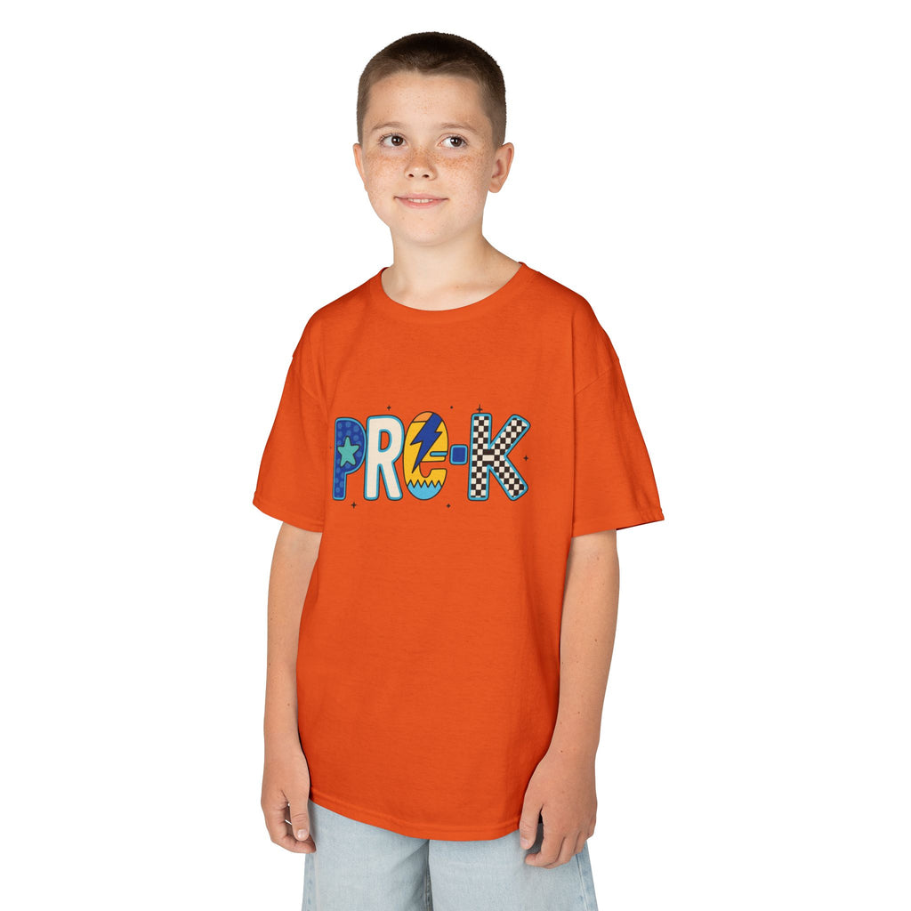 Kids 'PRE-K' Graphic Tee — Colorful Playful Letter Art for Boys & Girls