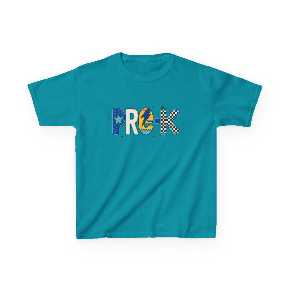 Kids 'PRE-K' Graphic Tee — Colorful Playful Letter Art for Boys & Girls