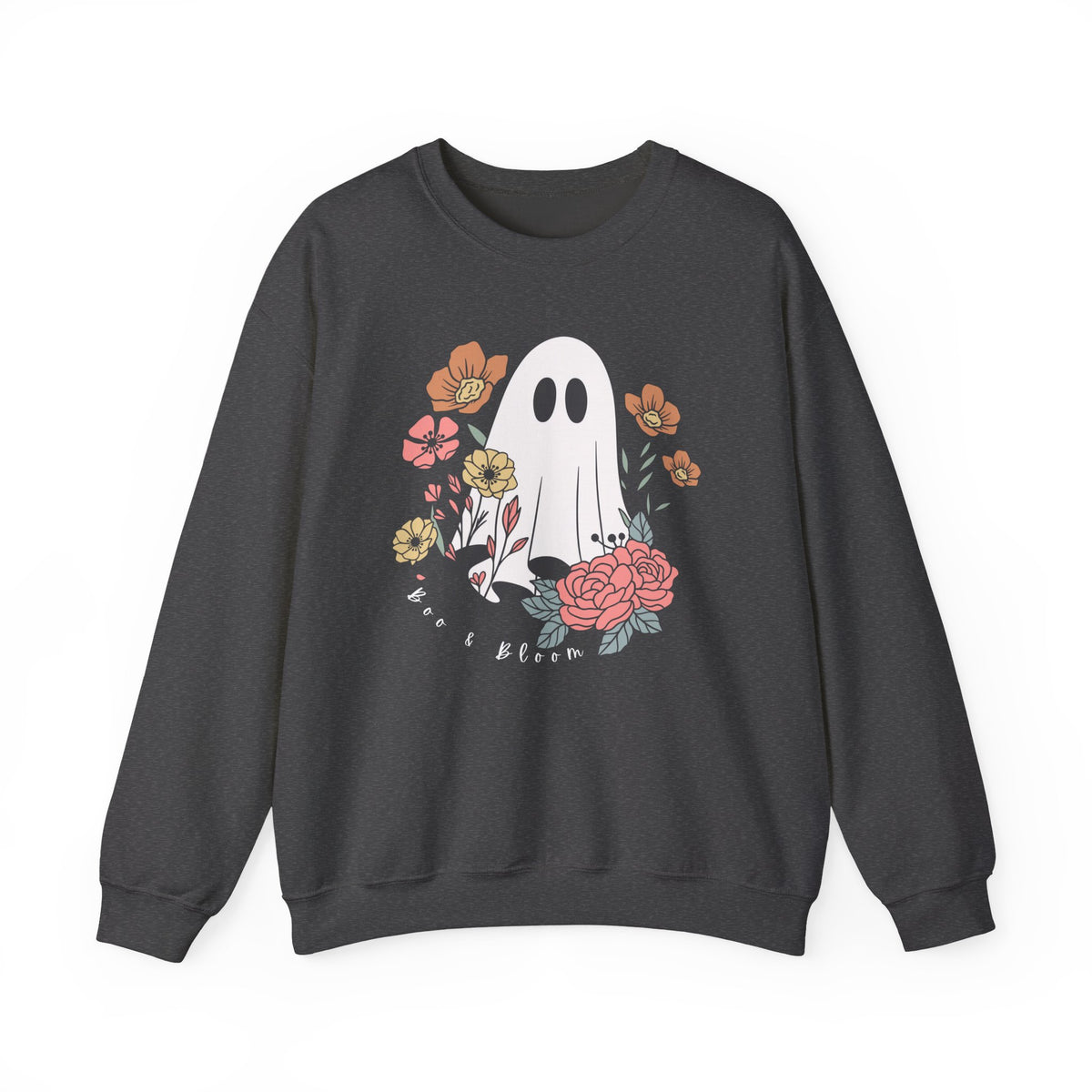 Boo & Bloom Crewneck Sweatshirt — Cute Floral Halloween Sweater