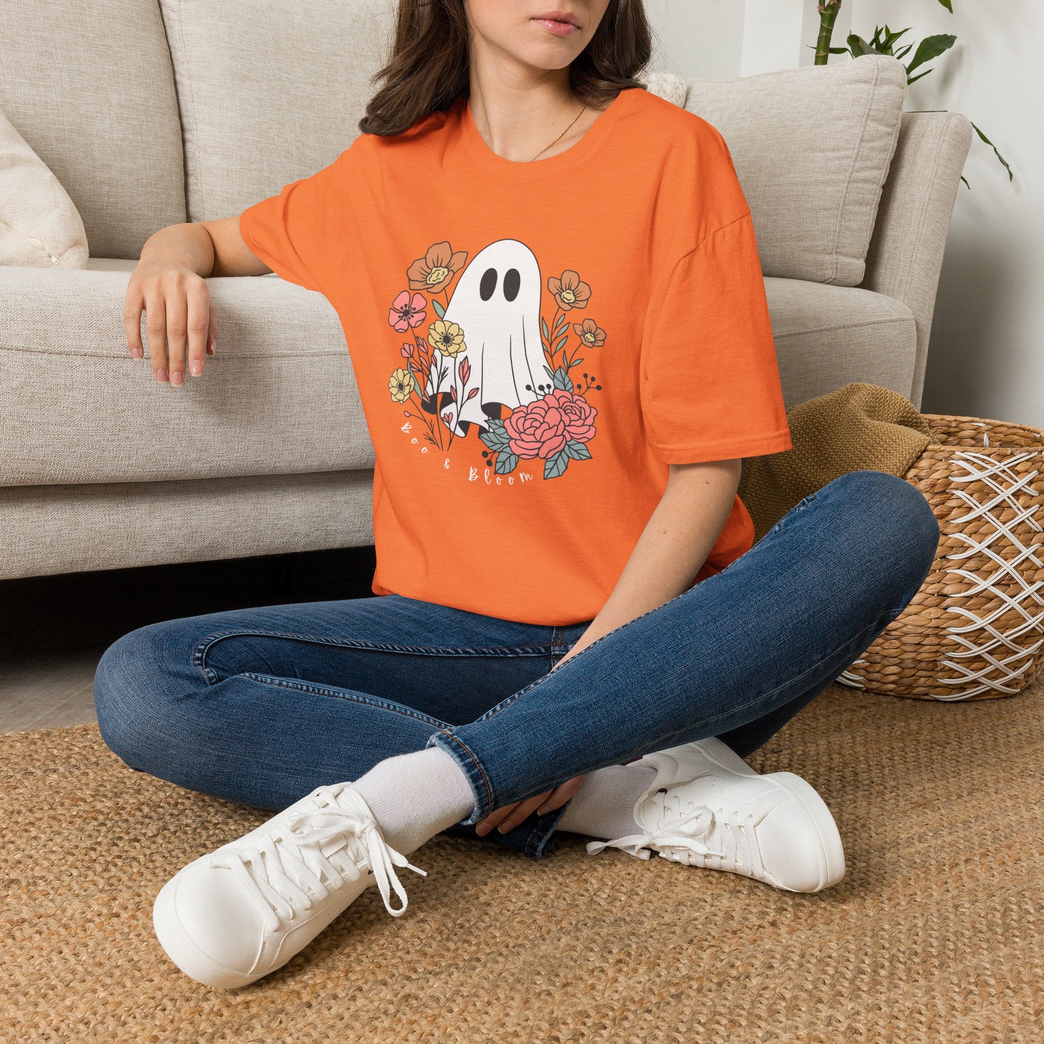 Cute Floral Ghost T-Shirt — Halloween Spooky Cute Tee