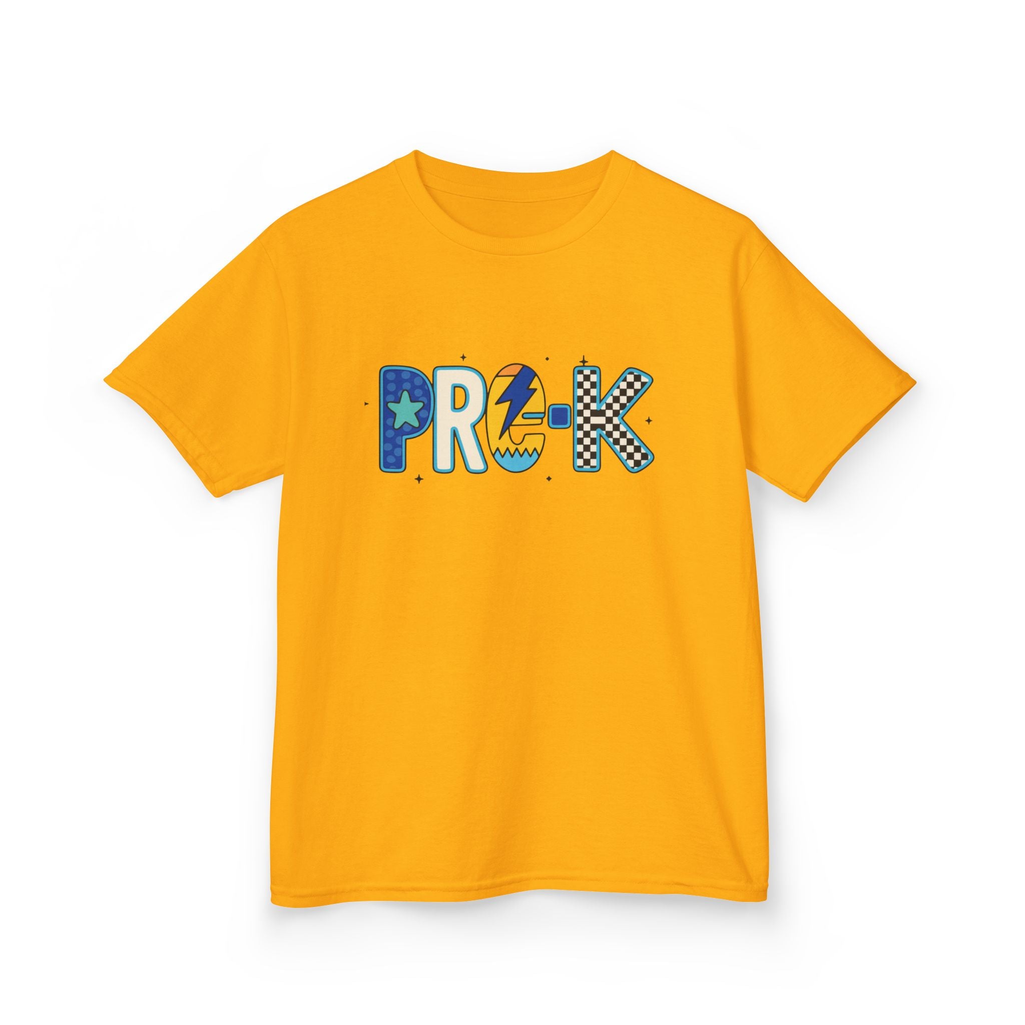 Kids 'PRE-K' Graphic Tee — Colorful Playful Letter Art for Boys & Girls