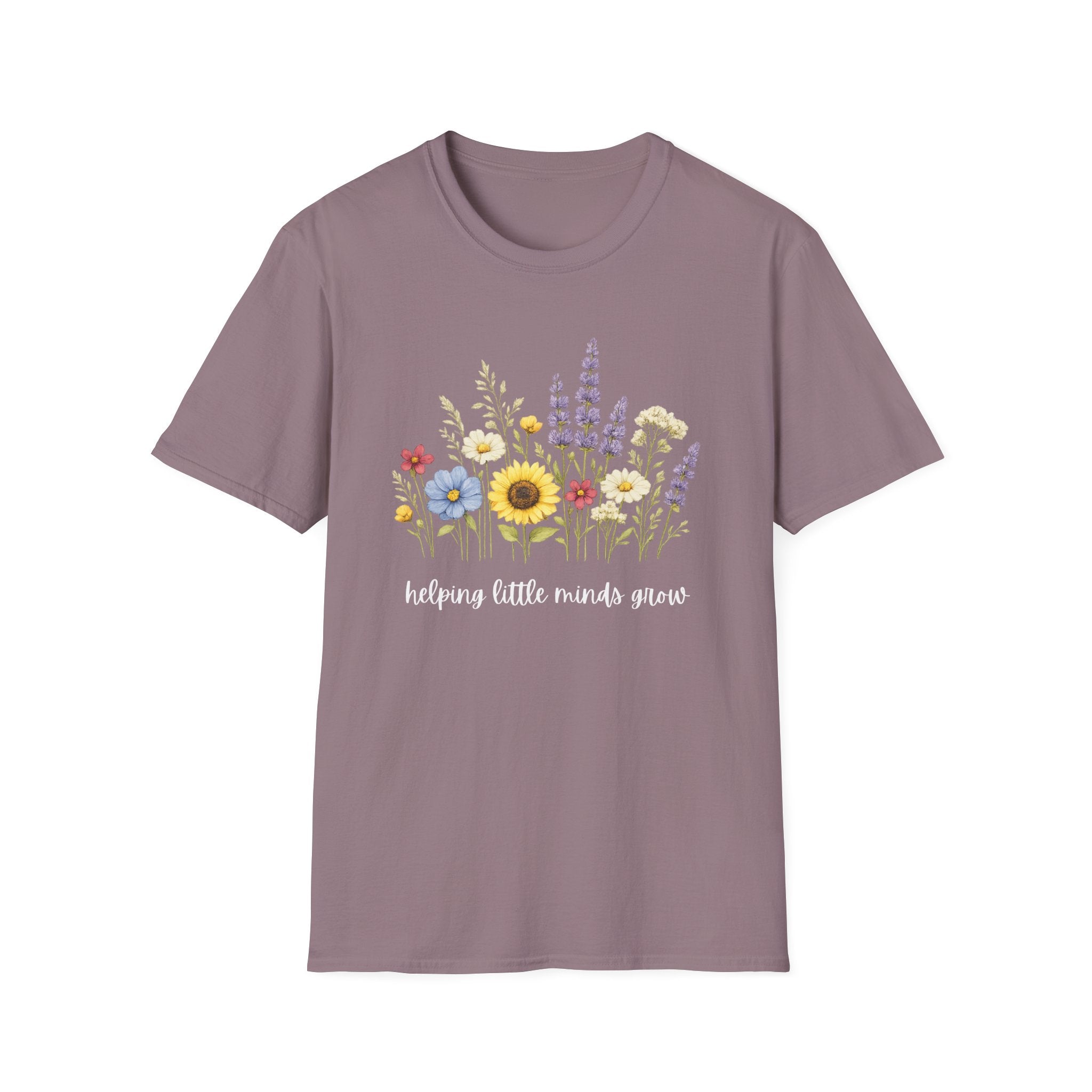 Floral Meadow Tee — "Helping Little Minds Grow" Garden Graphic T-Shirt