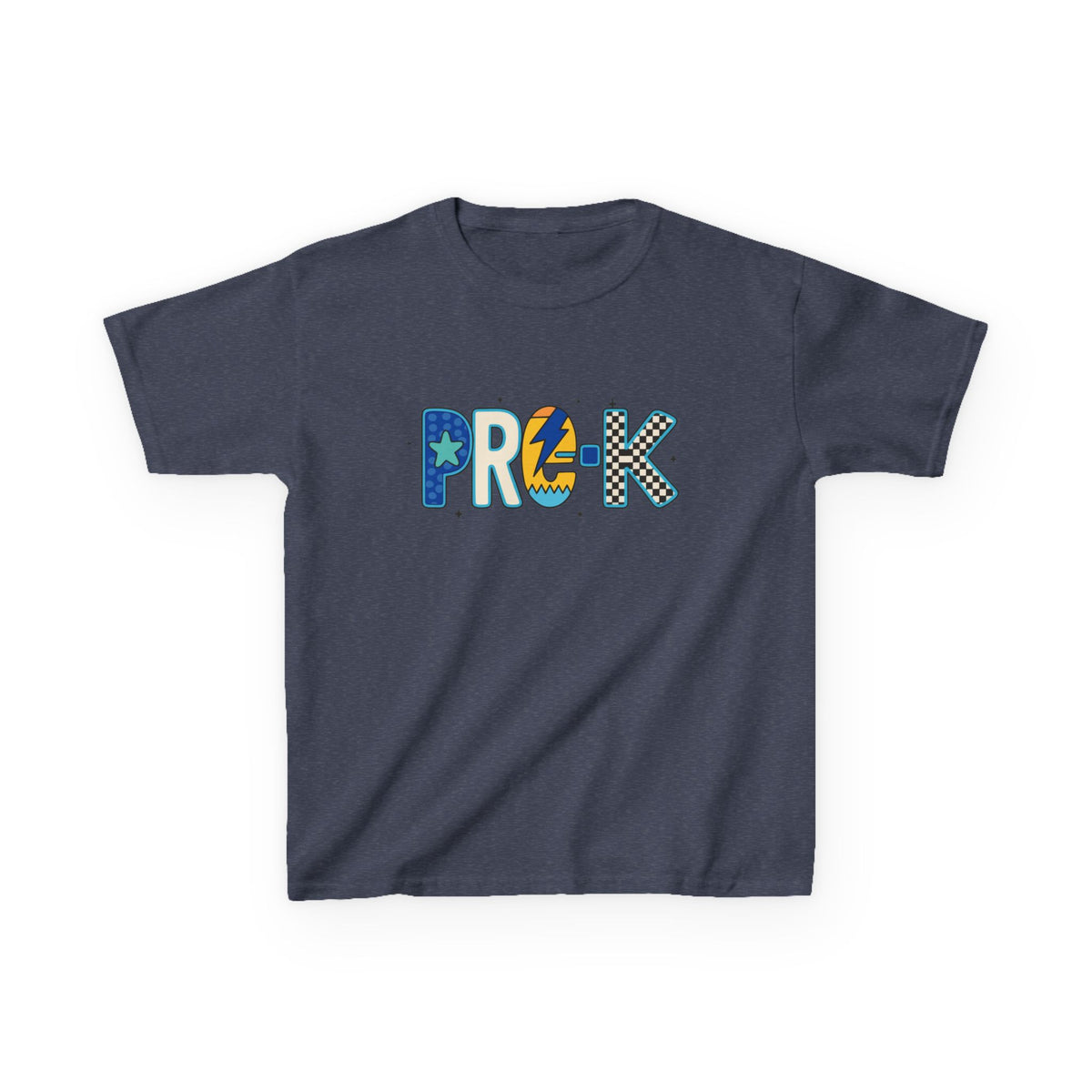 Kids 'PRE-K' Graphic Tee — Colorful Playful Letter Art for Boys & Girls