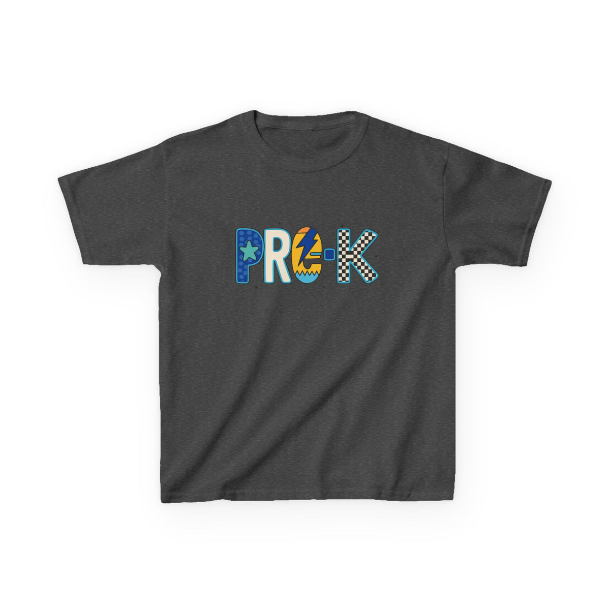 Kids 'PRE-K' Graphic Tee — Colorful Playful Letter Art for Boys & Girls