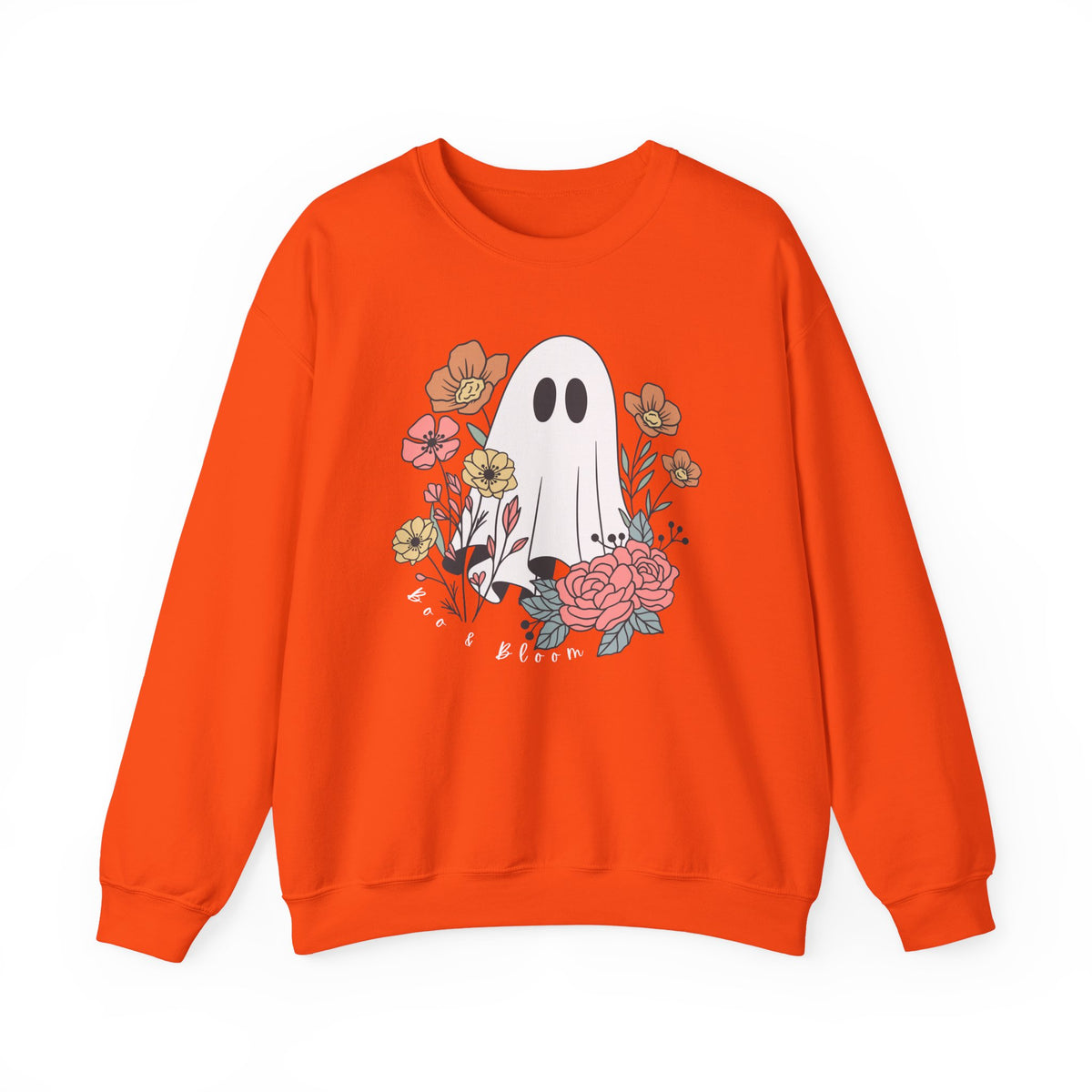 Boo & Bloom Crewneck Sweatshirt — Cute Floral Halloween Sweater