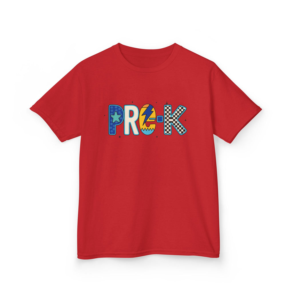 Kids 'PRE-K' Graphic Tee — Colorful Playful Letter Art for Boys & Girls