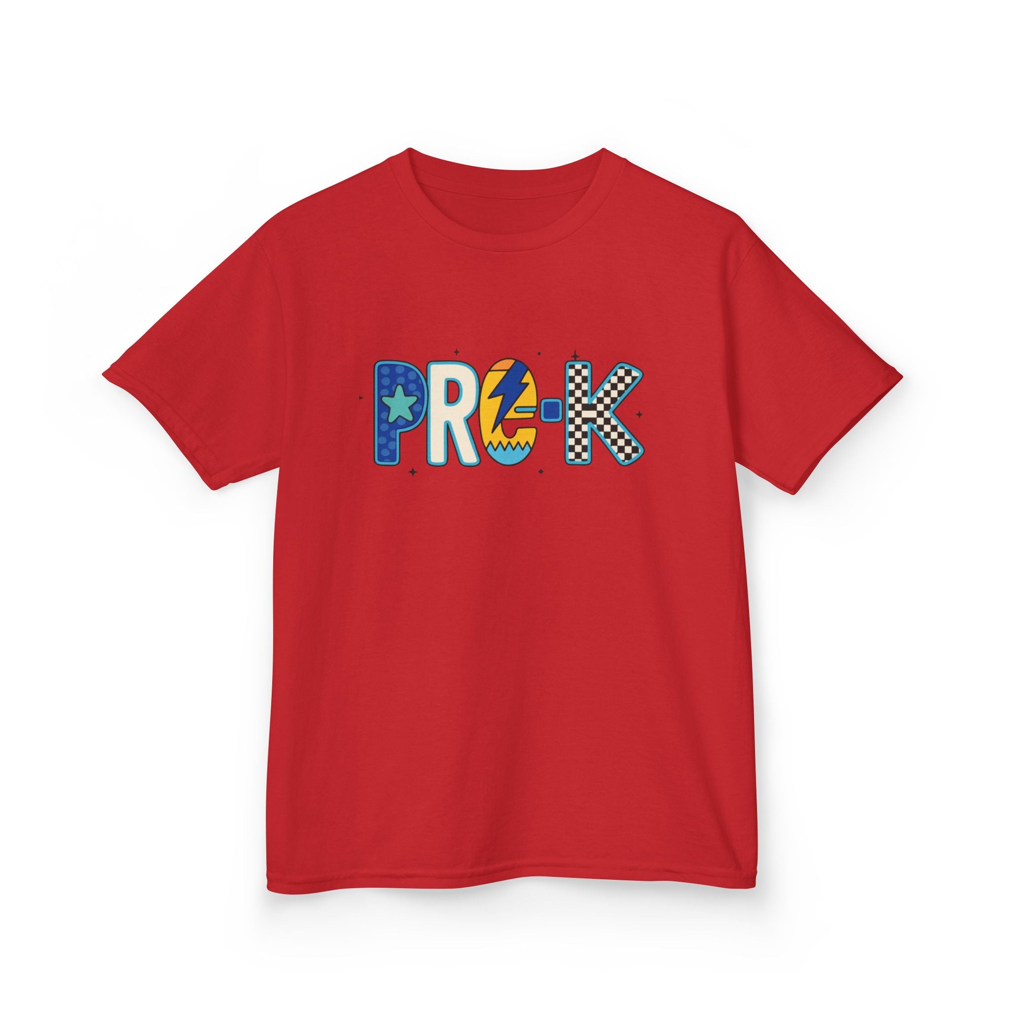 Kids 'PRE-K' Graphic Tee — Colorful Playful Letter Art for Boys & Girls