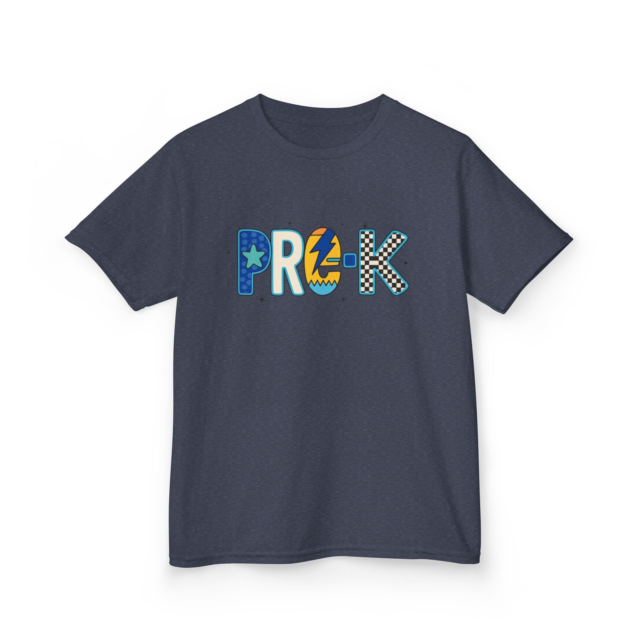 Kids 'PRE-K' Graphic Tee — Colorful Playful Letter Art for Boys & Girls