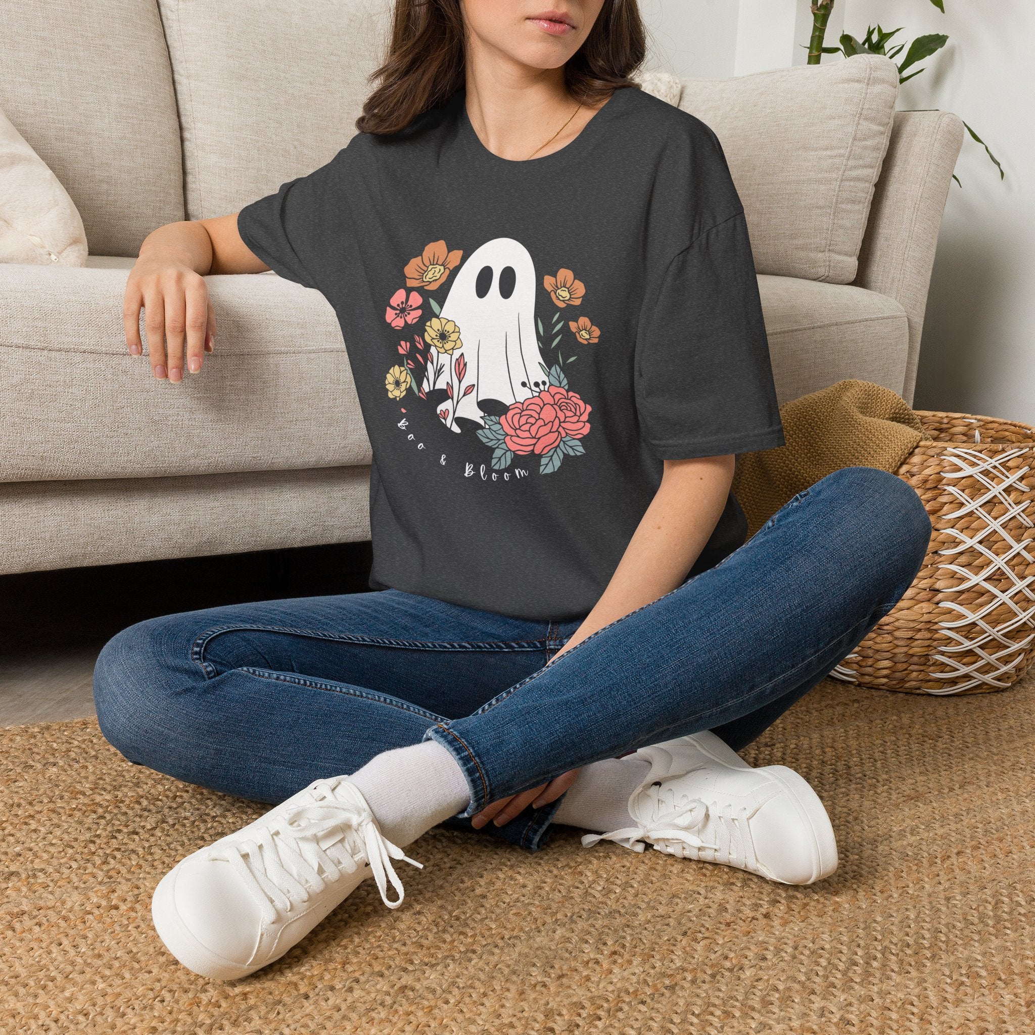Cute Floral Ghost T-Shirt — Halloween Spooky Cute Tee
