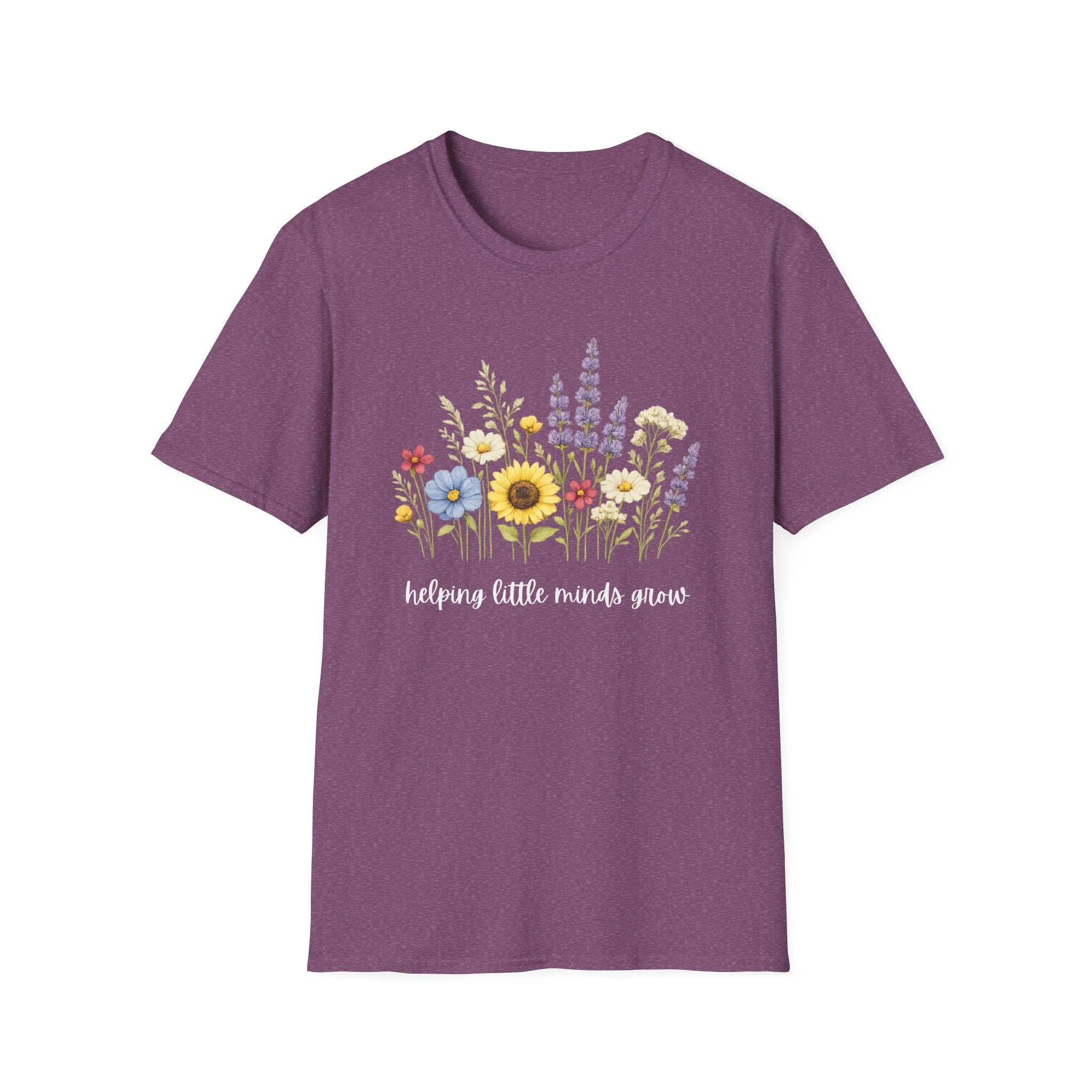 Floral Meadow Tee — "Helping Little Minds Grow" Garden Graphic T-Shirt