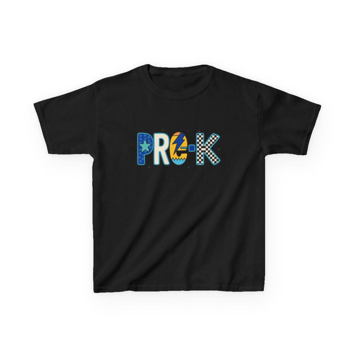 Kids 'PRE-K' Graphic Tee — Colorful Playful Letter Art for Boys & Girls