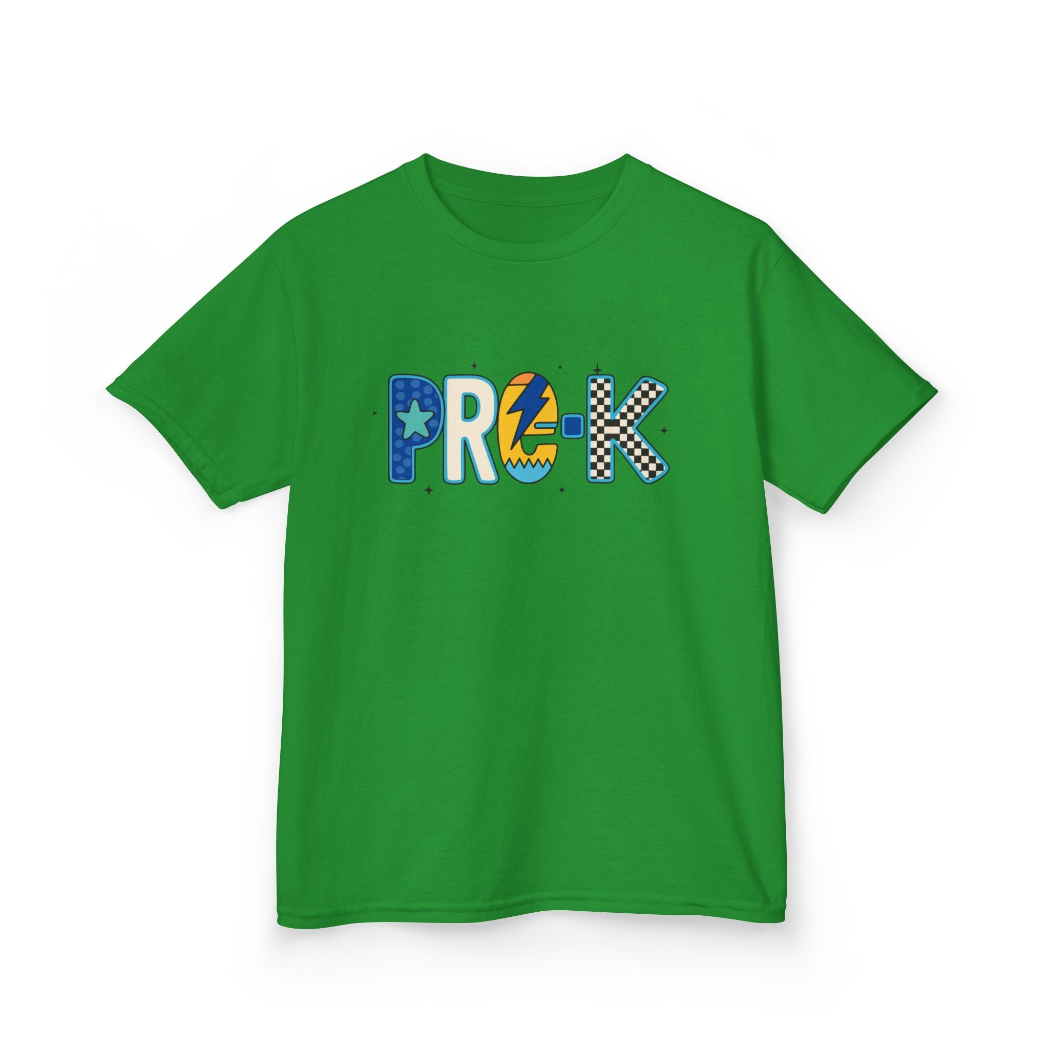 Kids 'PRE-K' Graphic Tee — Colorful Playful Letter Art for Boys & Girls