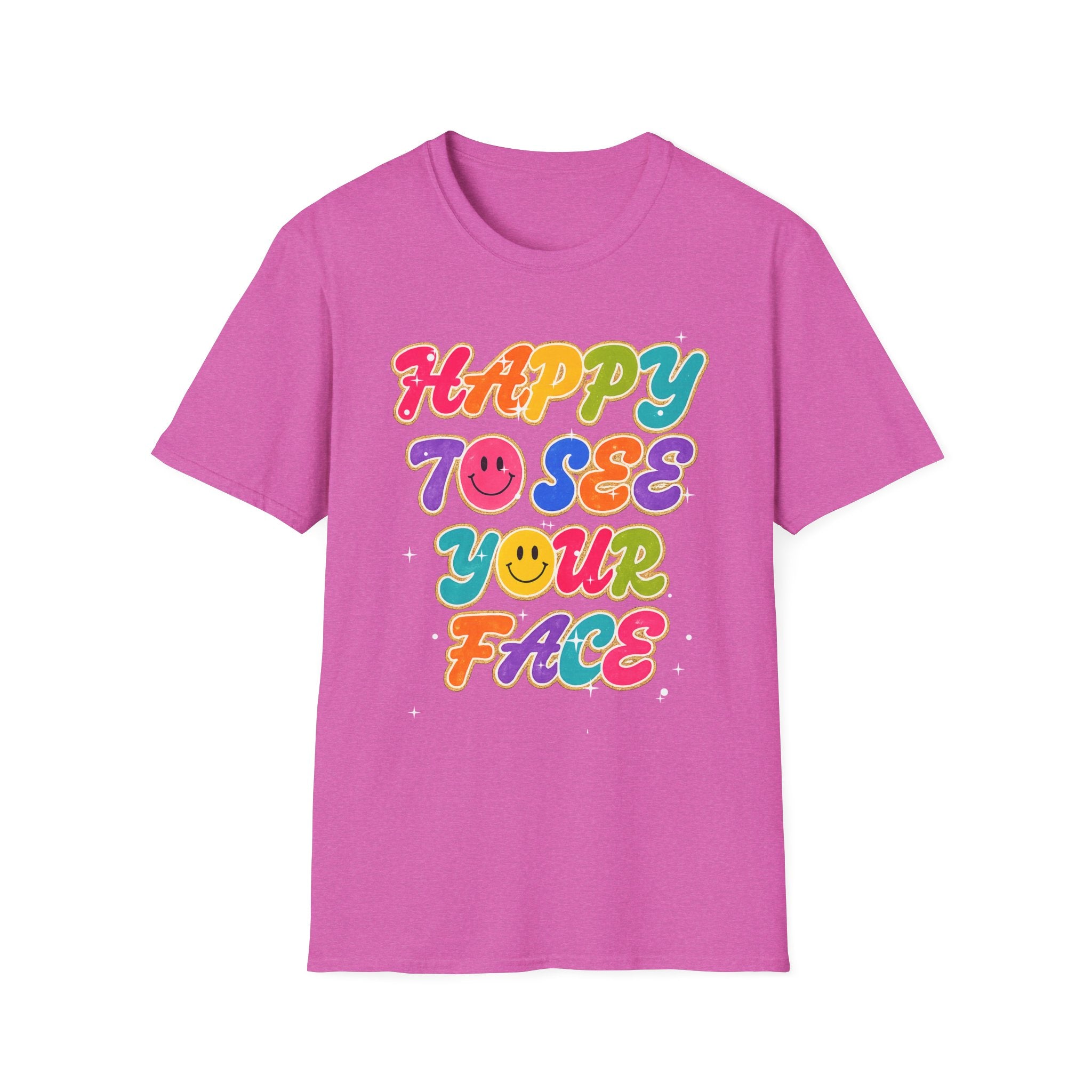Happy To See Your Face T-Shirt — Retro Rainbow Smile Graphic Tee