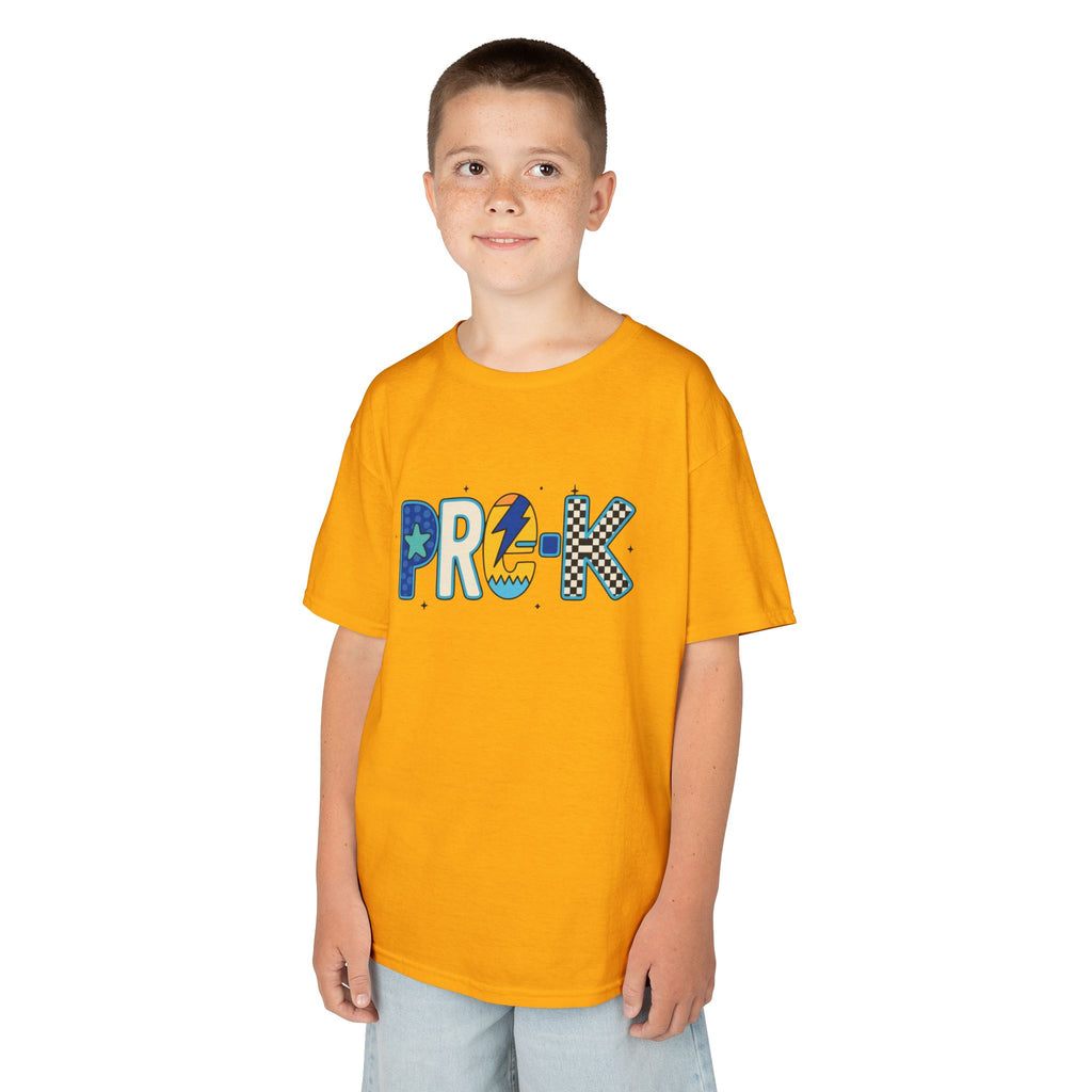 Kids 'PRE-K' Graphic Tee — Colorful Playful Letter Art for Boys & Girls