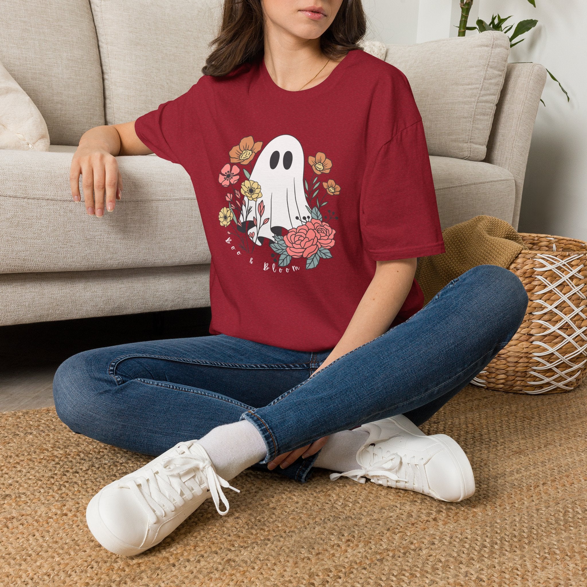 Cute Floral Ghost T-Shirt — Halloween Spooky Cute Tee
