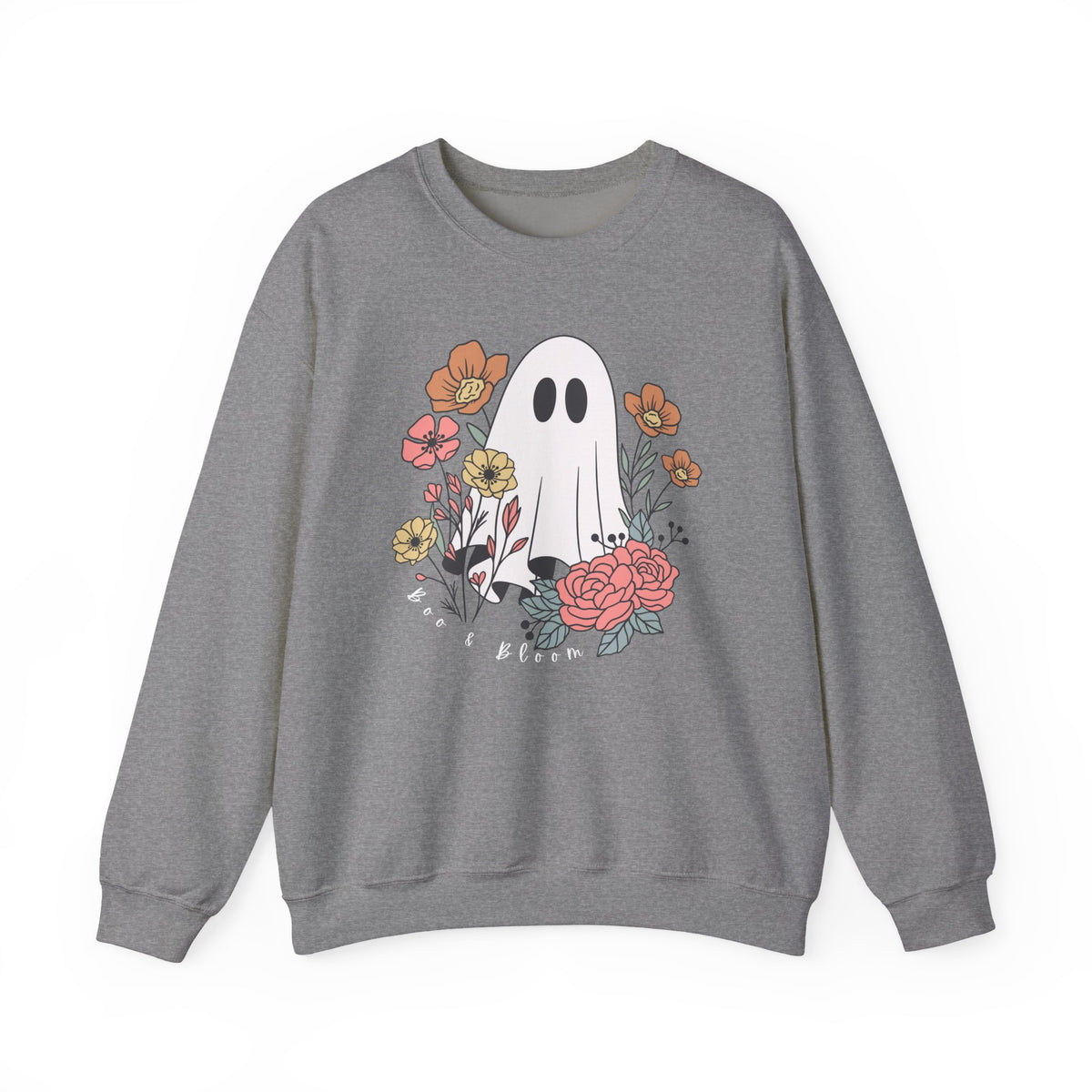 Boo & Bloom Crewneck Sweatshirt — Cute Floral Halloween Sweater