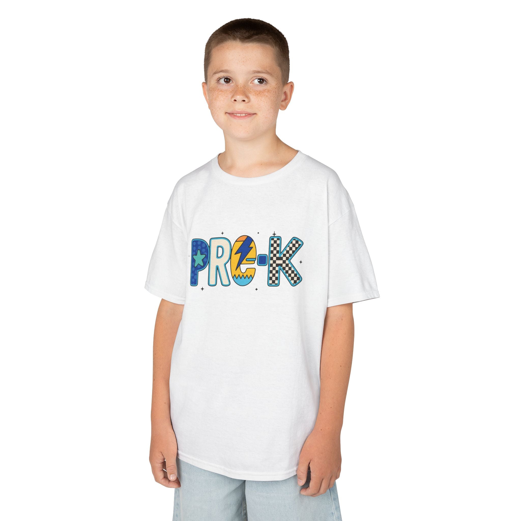 Kids 'PRE-K' Graphic Tee — Colorful Playful Letter Art for Boys & Girls