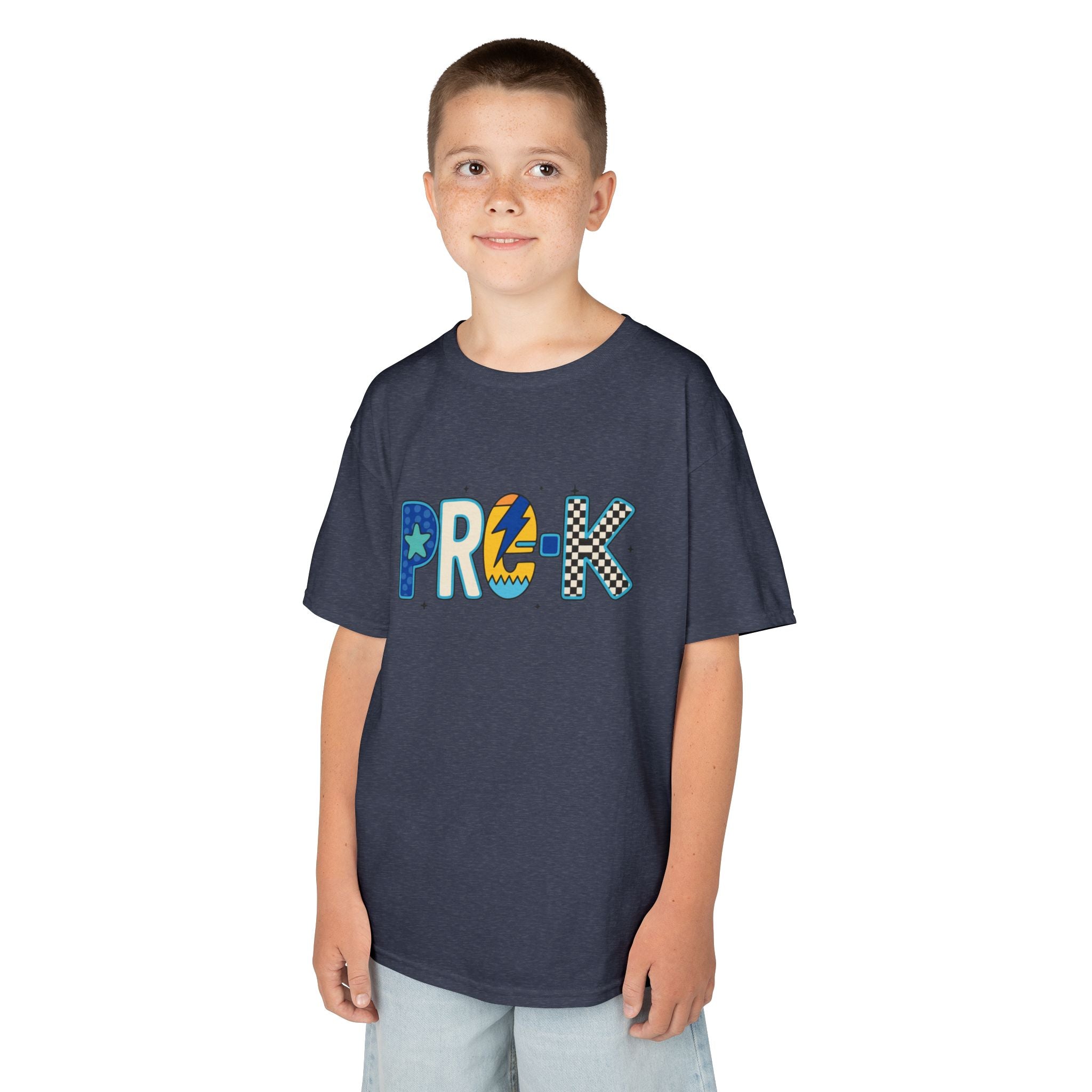 Kids 'PRE-K' Graphic Tee — Colorful Playful Letter Art for Boys & Girls