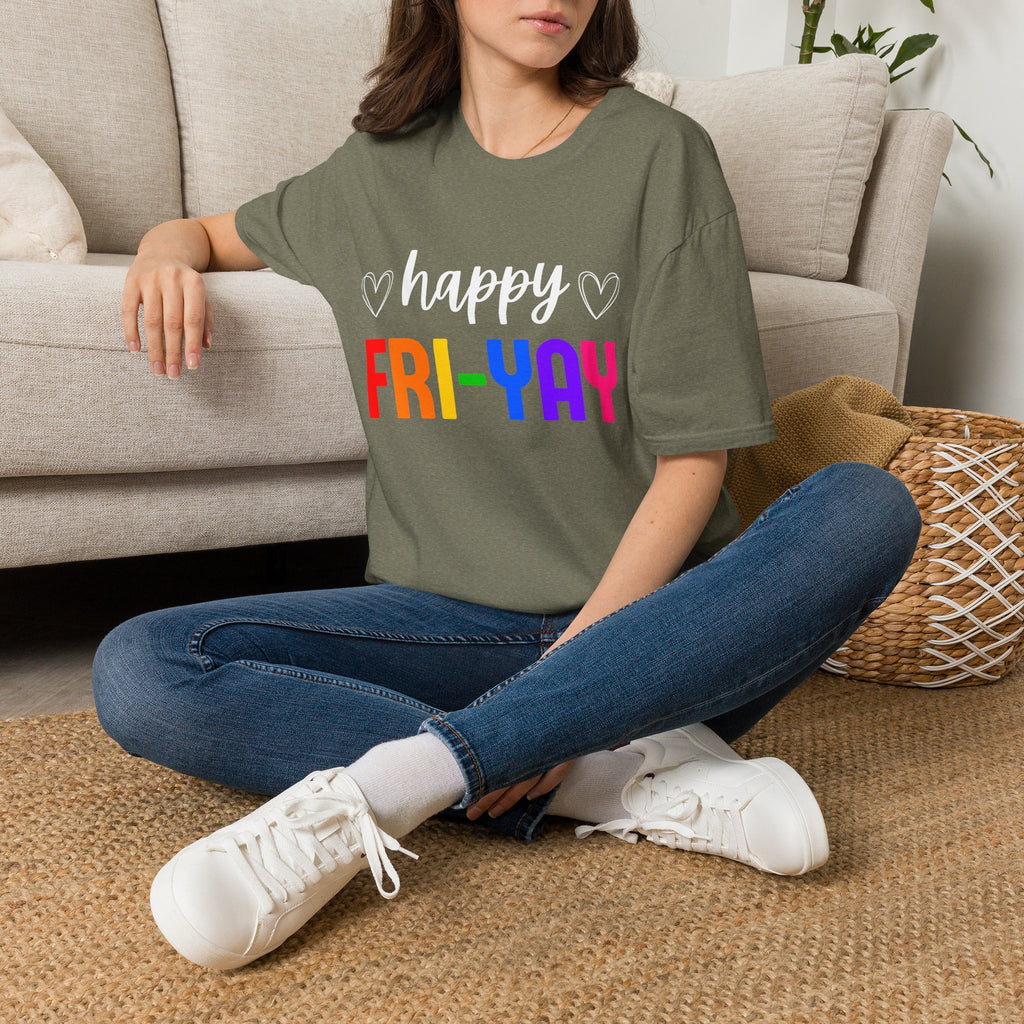 Fri-Yay Graphic T-Shirt — Colorful Rainbow Weekend Tee