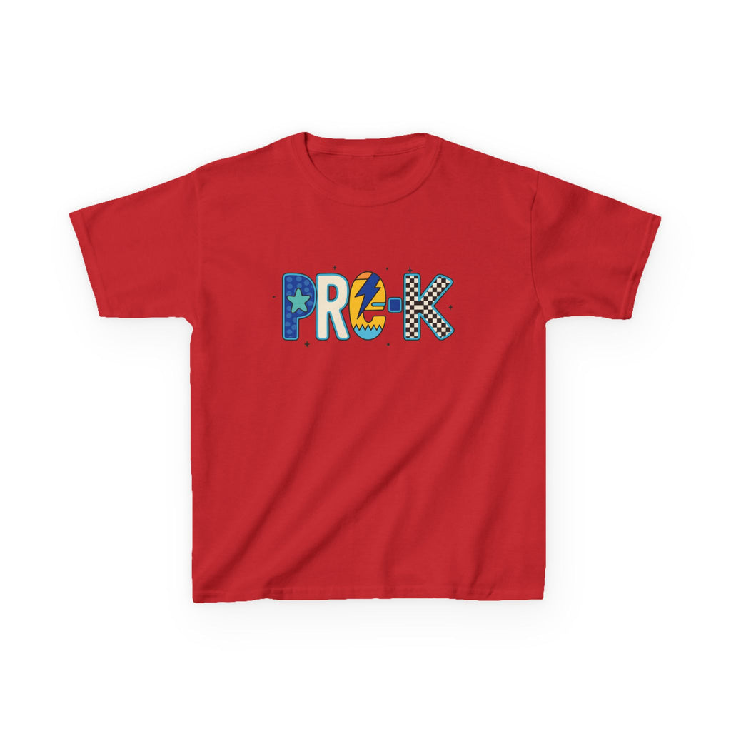 Kids 'PRE-K' Graphic Tee — Colorful Playful Letter Art for Boys & Girls
