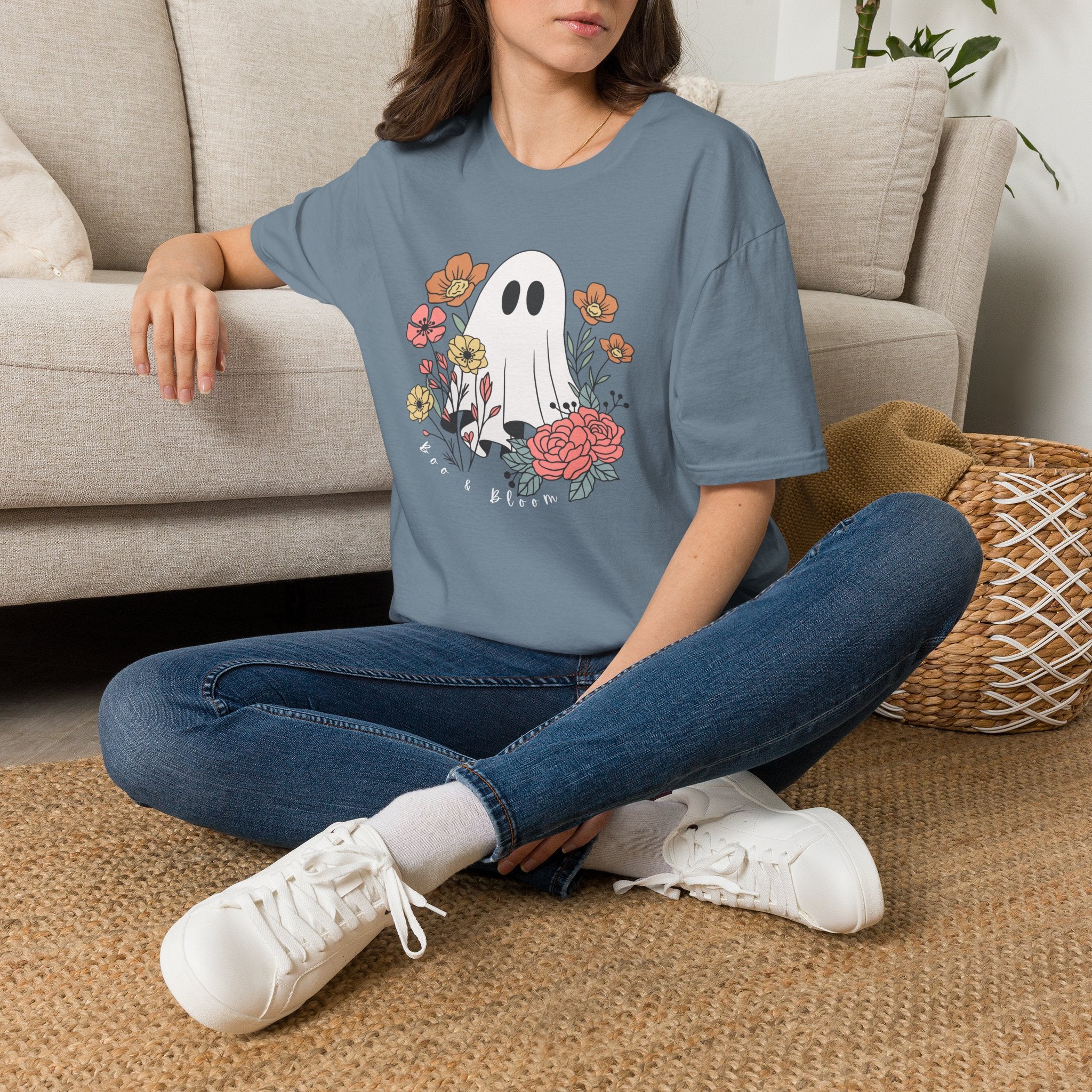 Cute Floral Ghost T-Shirt — Halloween Spooky Cute Tee