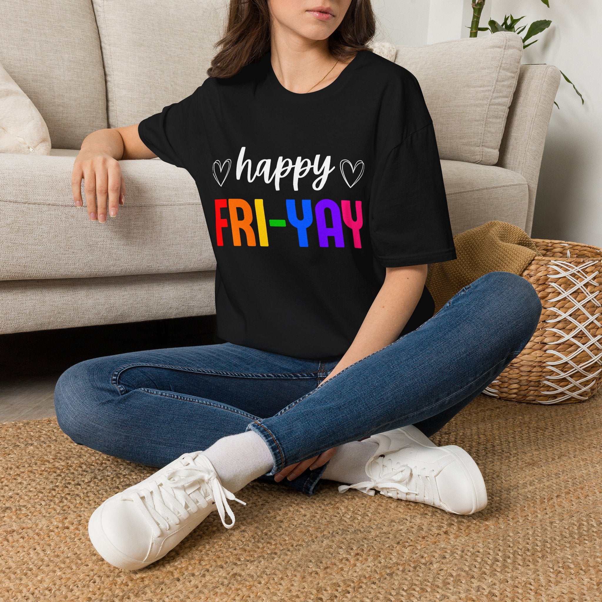 Fri-Yay Graphic T-Shirt — Colorful Rainbow Weekend Tee