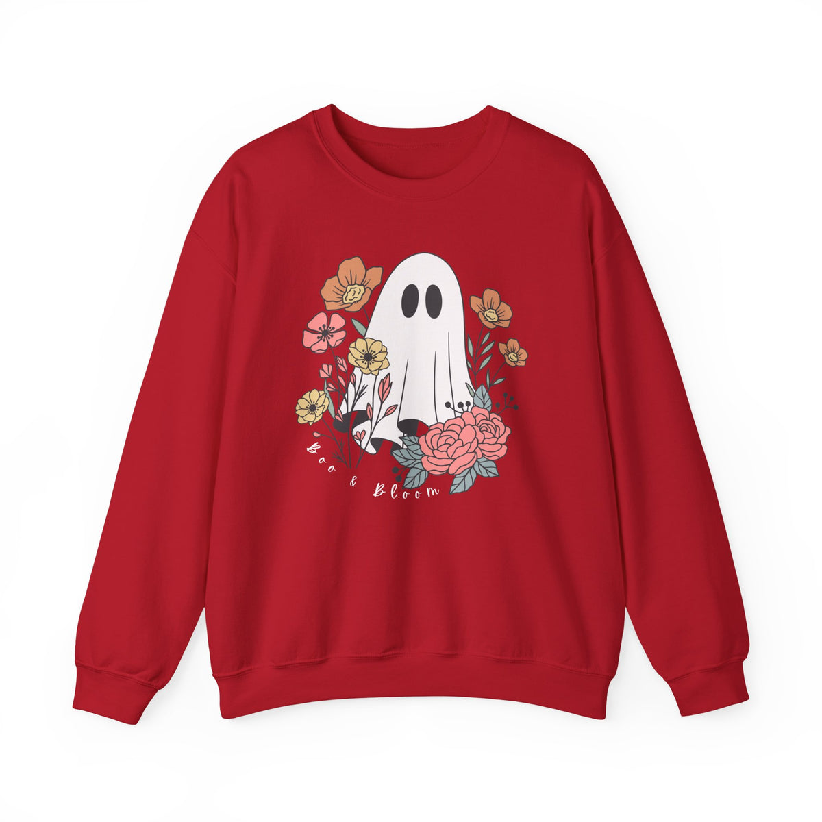 Boo & Bloom Crewneck Sweatshirt — Cute Floral Halloween Sweater