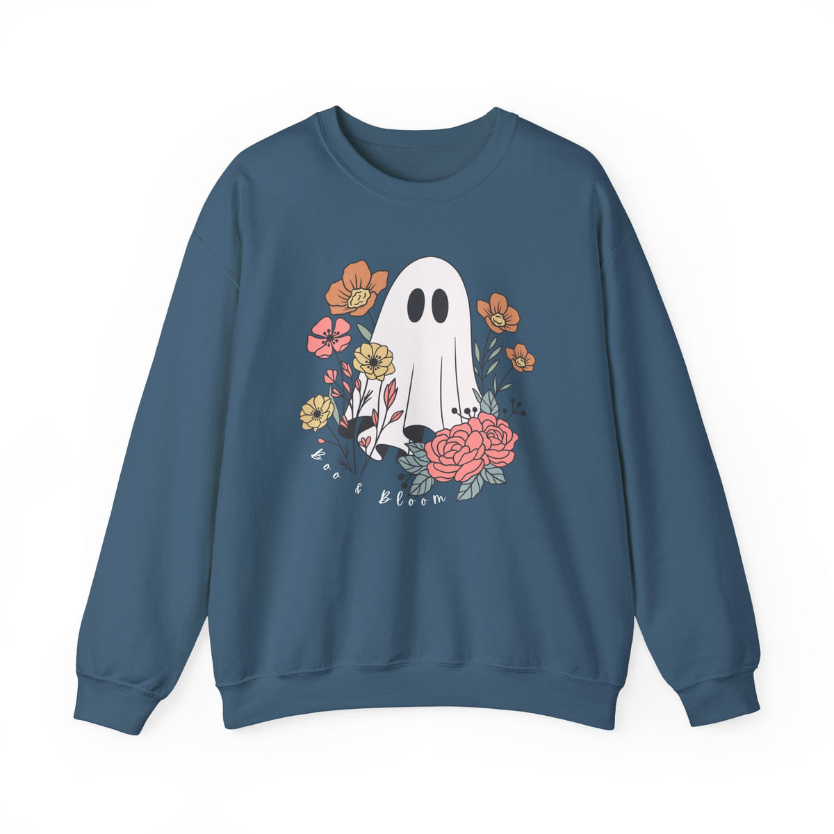 Boo & Bloom Crewneck Sweatshirt — Cute Floral Halloween Sweater